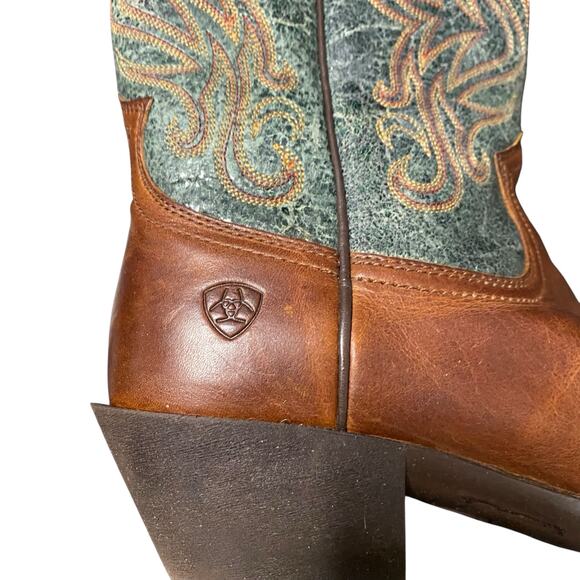 Women's Ariat Cowgirl Western Squared Snip Toe Teal Boots Size 7B Style 10015320 - Picture 6 of 10
